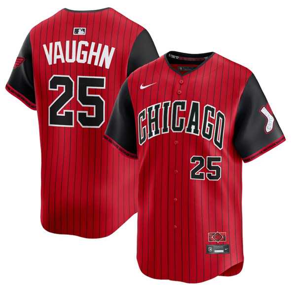 Mens Chicago White Sox #25 Andrew Vaughn Red Black 2025 City Connect Limited Stitched Jersey Dzhi